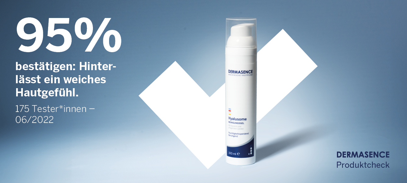 Ergebnis des Produkttests mit Hyalusome Reinigungsgel