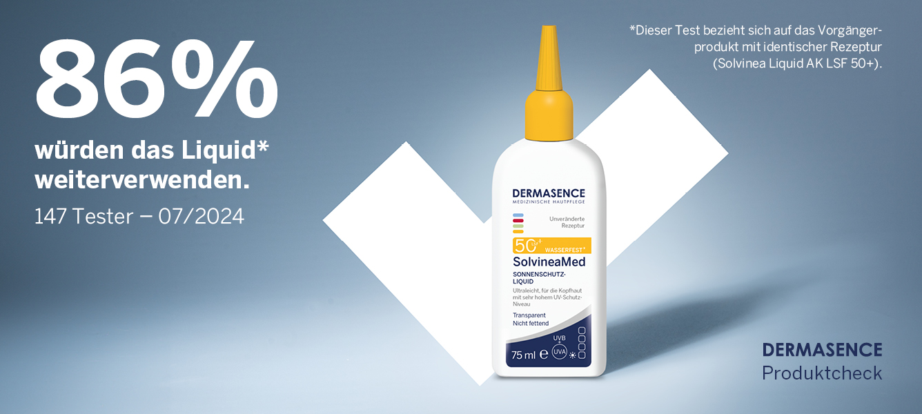 Ergebnis des Produkttests mit SolvineaMed Liquid AK LSF 50+