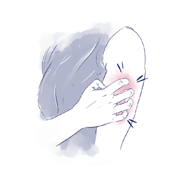Illustration: Mensch kratzt linken Oberarm
