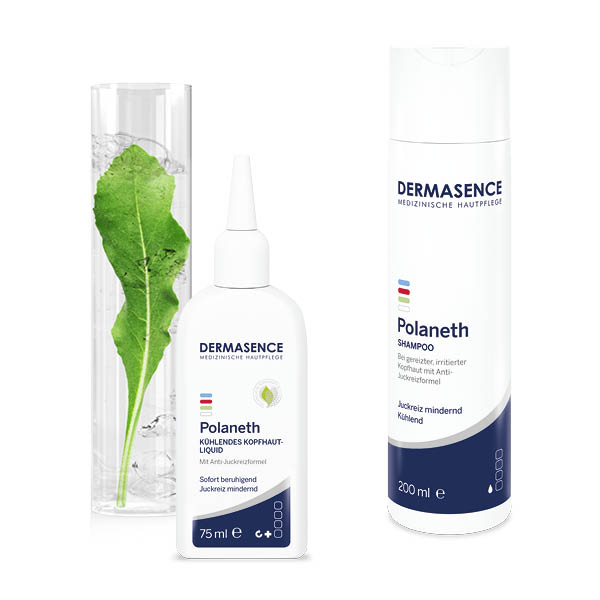 DERMASENCE Polaneth Liquid und DERMASENCE Polaneth Shampoo bei juckender Kopfhaut DERMASENCE Polaneth Liquid und DERMASENCE Polaneth Shampoo