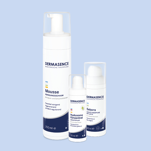 Julies Lieblingsprodukte vor hellblauem Hintergrund