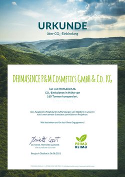 Zertifikat von PrimaKlima e.V. für DERMASENCE