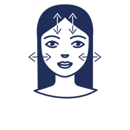 Icon: Gesicht mit Pfeilen, die Hautspannung darstellen