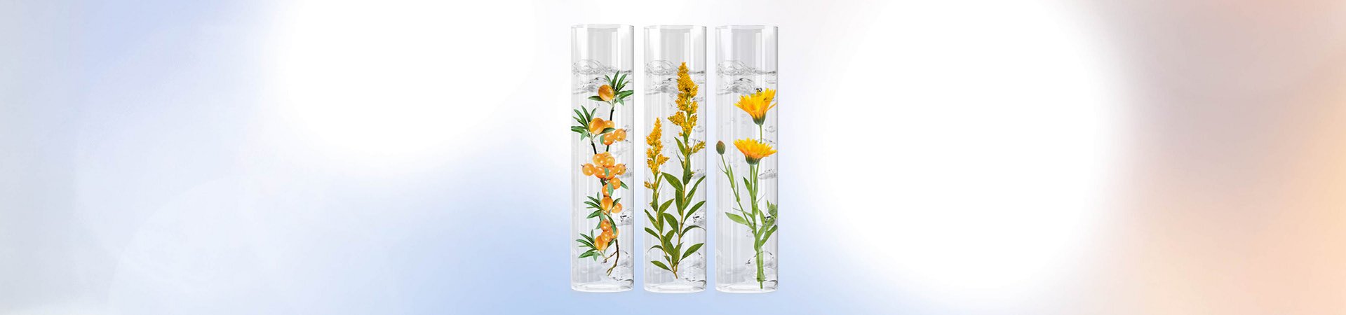 Wirkstoffe gegen strapazierte Haut vor blau orangenem Hintergrund