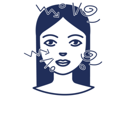 Icon: Gesicht mit wirren Symbolen, die Juckreiz darstellen