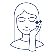 Icon einer Frau, die ihre Wange berührt