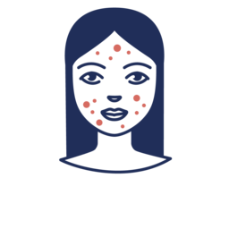 Icon: Gesicht mit roten Pickeln