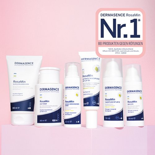 DERMASENCE RosaMin-Produkte mit Siegel