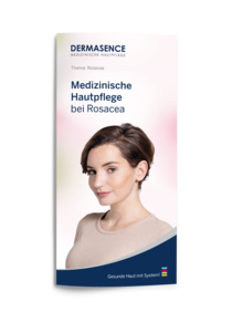Titel des DERMASENCE Folders „Medizinische Hautpflege bei Rosacea“