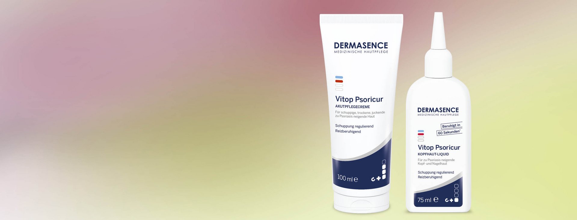 Zwei DERMASENCE Vitop Psoricur Produkte